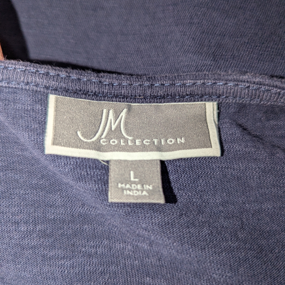 JM Collection Navy Top‎ with Gold Eyelet Accents - Picture 4 of 7